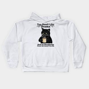 You Smell Like Drama And A Headache Cat Shirt Kids Hoodie